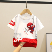 儿童夏季短袖蜘蛛侠t恤宝宝婴儿，超人半袖棉，上衣男童透气衣服卡通