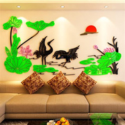 鹤水晶亚克力3d立体墙贴画，客厅卧室沙发，电视背景墙墙壁房间装饰品