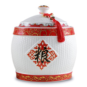 景德镇陶瓷米缸家用带盖10kg20斤装密封桶防潮防虫米罐储米箱米桶