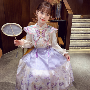 女童马面裙套装春装，2024儿童超仙公主，裙新中式女孩明制汉服裙