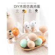 儿童玩具木质实心假鸡蛋鸡窝，引蛋鸡蛋模型道具小鸟蛋仿真食物手绘