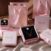 法式浪漫粉色烫金蝴蝶结项链，耳环手链饰品，包装礼盒可定制logo