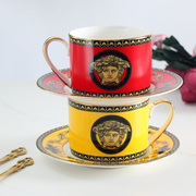 创意欧式骨瓷咖啡杯碟勺套装高颜值家用陶瓷茶杯精致高档情侣对杯