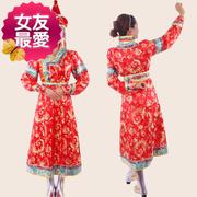 女士蒙古袍蒙古族演出服装女蒙古婚礼服装蒙古婚纱袍舞蹈服装