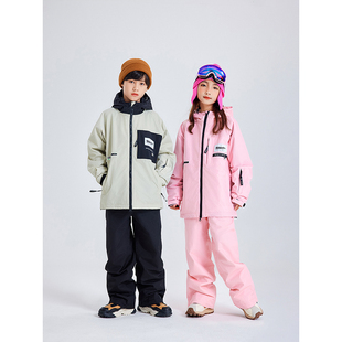 南恩儿童滑雪服套装滑雪服男童女童保暖加厚防水滑雪背带裤滑雪衣