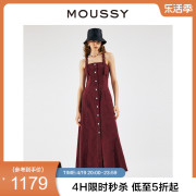 MOUSSY 夏季前卫朋克风收腰吊带牛仔连衣裙010GA211-5050