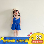 女童韩版洋气套装2024夏季女宝宝吊带背心短裤时尚运动两件套