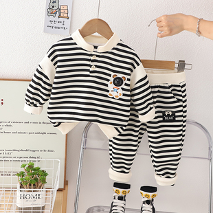 婴儿衣服秋季小孩洋气纯棉卫衣，分体套装八9个月，一2岁男宝宝春秋装