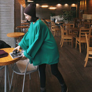 蝙蝠袖斗篷套头卫衣女韩版中长款打底衫BF风休闲学生时尚圆领上衣