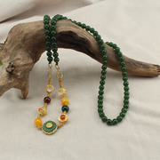 中国风祖母绿圆珠一款多戴可拆卸项链编织手绳中式复古时尚手链女