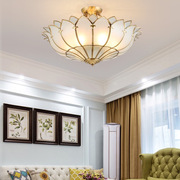 全铜卧室吸顶灯中山美式灯具大全简约客厅半吊灯，家用主卧房间灯