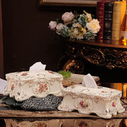 欧式陶瓷抽纸盒奢华纸巾盒创意茶几客厅装饰抽纸盒摆件家用纸巾盒