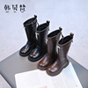 女童长靴二棉加绒高筒靴英伦洋气，韩版2023冬季儿童皮靴子保暖