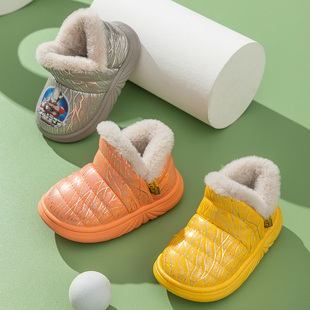 儿童冬季PU皮防水雪地靴男孩女童加绒保暖小宝宝棉鞋