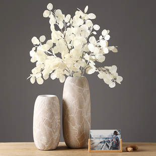 日式白色花瓶高级感艺术简约侘寂风，摆件中式客厅餐桌干花插花轻奢