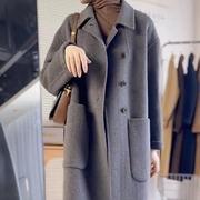双面羊绒大衣女2023年韩系高端中长款显瘦简约气质，羊毛呢外套