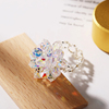 奥地利水晶戒指女原创小众设计轻奢食指指环花手饰品个性闪亮夸张