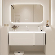 智能圆角浴室柜陶瓷一体盆，卫生间橡木洗手盆，洗漱台镜柜卫浴柜