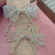 饰品珍珠水晶蝴蝶结网纱发夹单个D645（满9.9元）