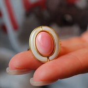粉红公主纯银镀金海水白贝胭脂，螺戒指简约指环，520礼物送女友