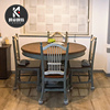 实木圆餐桌家用餐厅简约美式乡村餐桌组合1.2米一桌四椅吃饭桌