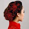 中式红色头花玫瑰花朵，发梳发夹头饰新娘结婚礼服旗袍跟妆配饰