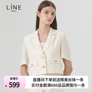 line女装夏季粗花呢夹克短款纯色西服外套女NWJKMF4000