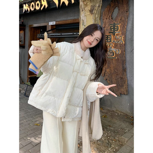 新中式国风盘扣羽绒棉服，女冬季2023棉袄保暖加厚短款棉衣外套