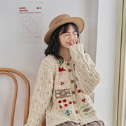 重磅手工编织羊毛毛衣，加厚外套立体钩花小众，甜美复古日系宽松版型