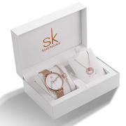 套装时尚潮流水钻女款手表件套，k0039圆形石英金属普通国产腕表