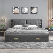 实木床气动高箱储物床1.8米现代简约主卧床1.5小户型1.2米双人床