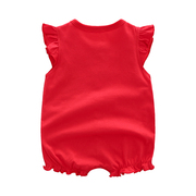 女宝宝红色连体衣夏季薄款新生儿衣服公主洋气短袖6个月3满月