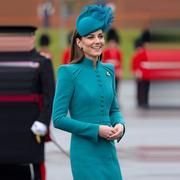 凯特王妃同款2023年秋冬法式高级感中长款外套女孔雀蓝连衣裙