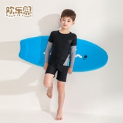 儿童泳衣男孩2023男童游泳衣分体套装长袖中大童速干学生泳装