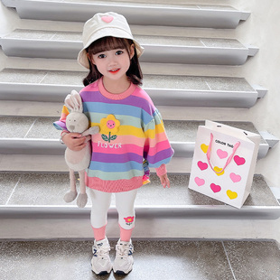 女童秋装套装韩版2023小童洋气时髦卫衣，打底裤两件套宝宝潮衣