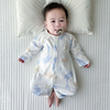 婴儿夏季连体衣纯棉超薄长袖衣服空调服满月宝宝夏装爬服睡衣哈衣