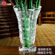 水晶玻璃花瓶大号北欧宫廷风，透明客厅插花花器，富贵竹瓶子装饰摆件