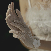 结婚新娘手套婚纱礼服，短款韩版韩式影楼，拍照饰品白色全指花朵婚礼
