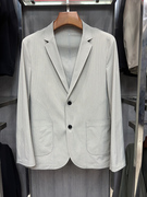 西装男灰色薄款化纤单西普洛克，24春两粒扣西服商务外套