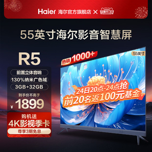 海尔55R5 55英寸音响一体智慧屏4K高清家用卧室平板液晶电视机65