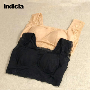 indicia NY219-1裹胸内衣蕾丝花边杏色黑色背心吊带胸罩时尚女装