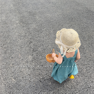 儿童帽子夏季薄款女童渔夫帽婴儿，遮阳帽防晒草帽，海边沙滩度假宝宝