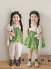 韩版夏款女童绿色小兔子碎花连衣裙，吊带衫裙衫儿童，萌趣卡通娃娃裙