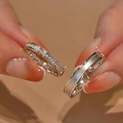 铂金戒指女情侣对戒pt950钻戒1克拉男结婚小众设计素圈送生日礼物