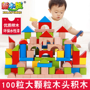 木制儿童积木拼装玩具益智力，开发1-3-6周2岁实木质宝宝木头幼儿园