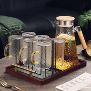 新中式茶具套装家用玻璃杯，带把喝水杯耐高温客厅，茶杯水具家庭杯具