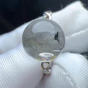 天然白水晶(白水晶，)包裹流动黑云母，戒指女款水晶宝石一物一图