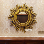 欧式美式客厅壁挂镜太阳装饰镜，玄关镜子壁挂墙面餐厅创意背景墙镜