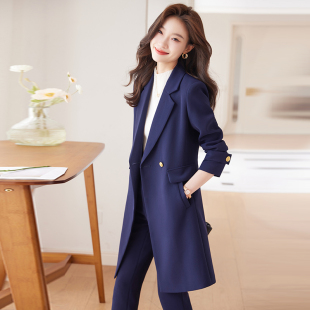 中长款黑色西装风衣外套秋冬韩版气质大码女士西服职业装套装大衣