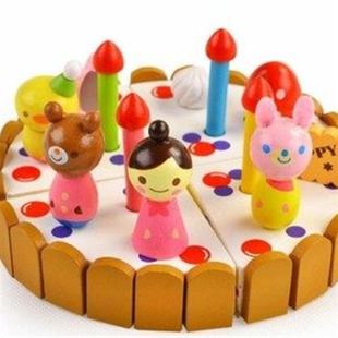 草莓生日蛋糕切切看过家家厨房儿童木制玩具小女孩宝宝生日礼物